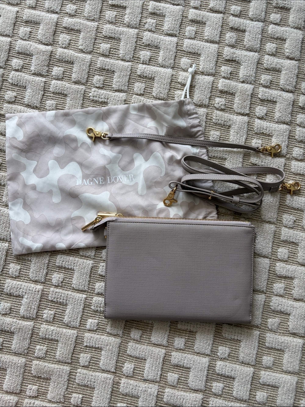 Dagne Dover Light Taupe Essentials Clutch Wallet with Gold Hardware and 2 Straps